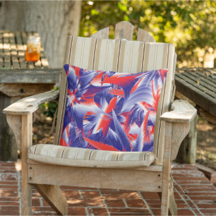Coussin D'extérieur Étoiles Abstraites  Rouge Blanc et Bleu