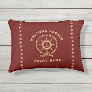 Coussin D'extérieur Étoiles de roue rouge or nautique