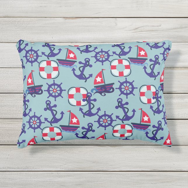 Coussin D'extérieur Extérieur Nautique ! | Ancres Aweigh (Devant)
