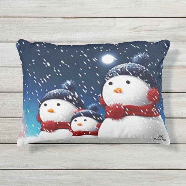 Coussin D'extérieur Famille Snowman (Devant)