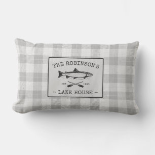 Coussin D'extérieur Family Lake House Oars Fish White Plaid Extérieur