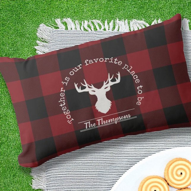 Coussin D'extérieur Ferme Rouge et noir Buffalo Plaid à l'extérieur (Créateur téléchargé)