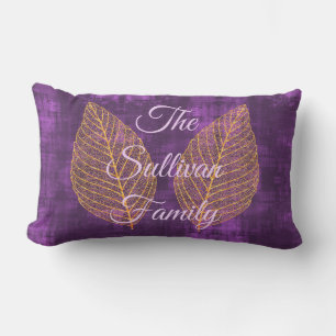 Coussin D'extérieur Feuille d'or d'automne sur Satin violet violet