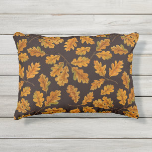 Coussin D'extérieur Feuilles de chêne automnal sur brun foncé