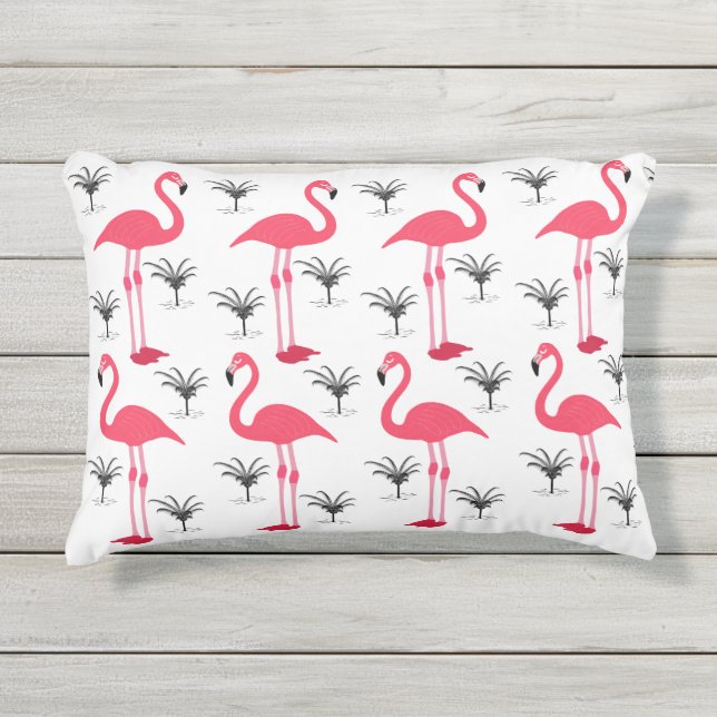 Coussin D'extérieur Flamant rose et palmier (Devant)