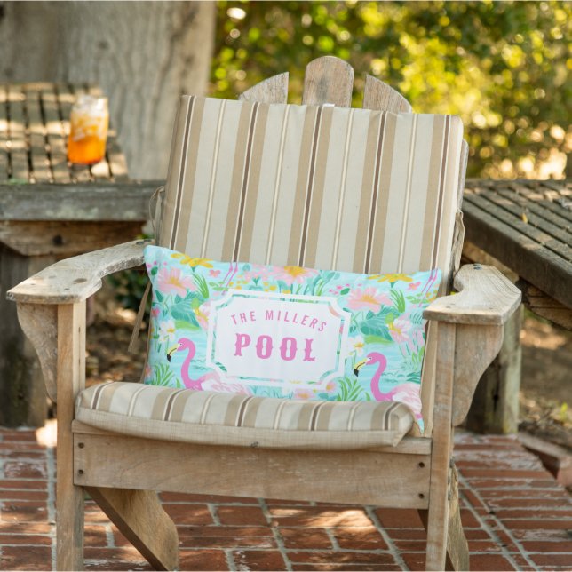 Coussin D'extérieur Flamant rose préppy | Piscine et patio (Chaise)