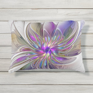 Coussin D'extérieur Fleur d'art Abstrait, énergique et coloré