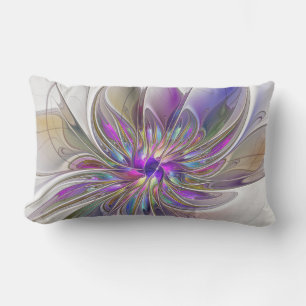 Coussin D'extérieur Fleur d'art fractal abstrait énergique et coloré