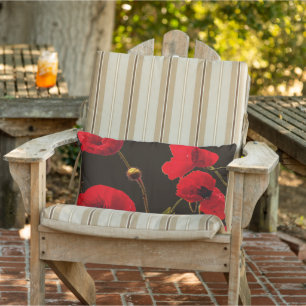 Coussin D'extérieur Fleur de pavot rouge effet aquarelle abstrait
