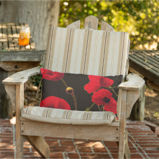 Coussin D'extérieur Fleur de pavot rouge effet aquarelle abstrait