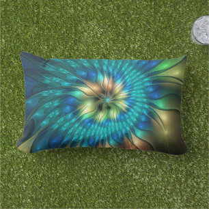 Coussin D'extérieur Fleur d'Imaginaire lumineux, Fractale Abstraite co