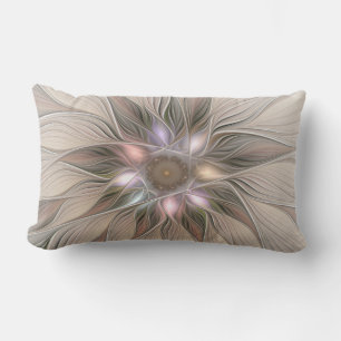 Coussin D'extérieur Fleur joyeuse abstraite beige marron floral fracta