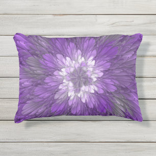 Coussin D'extérieur Fleur psychédélique violette Abstraite Fractal Art