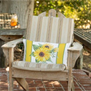Coussin D'extérieur Fleurs de soleil et rayures