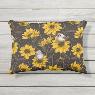 Coussin D'extérieur Fleurs de soleil sauvages et crêtes d'or/ jaune