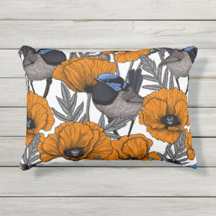 Coussin D'extérieur Fleurs et fleurs de pavot orangé 2