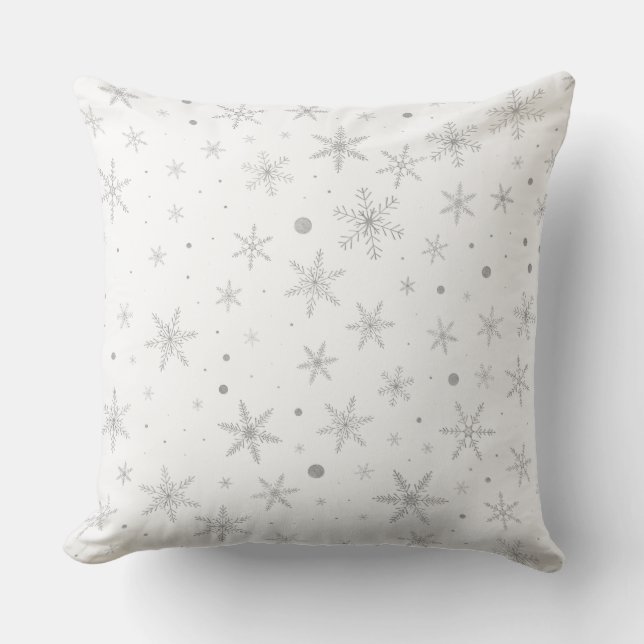 Coussin D'extérieur Flocon de neige de scintillement - gris et Blanc (Recto)