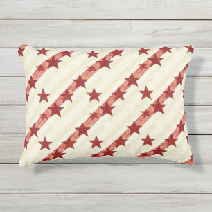 Coussin D'extérieur Fond à motif transparent étoiles rouges vintage