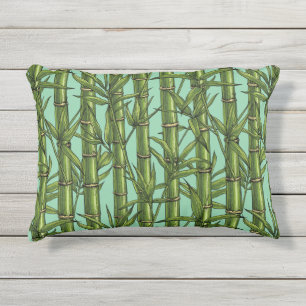 Coussin D'extérieur Forêt de bambou sur bleu clair