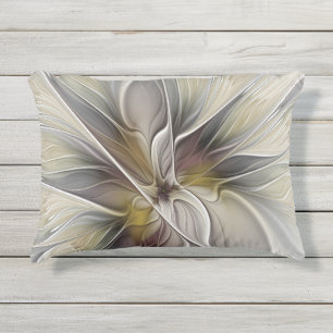 Coussin D'extérieur Fractal floral, fleur de fantaisie aux couleurs de