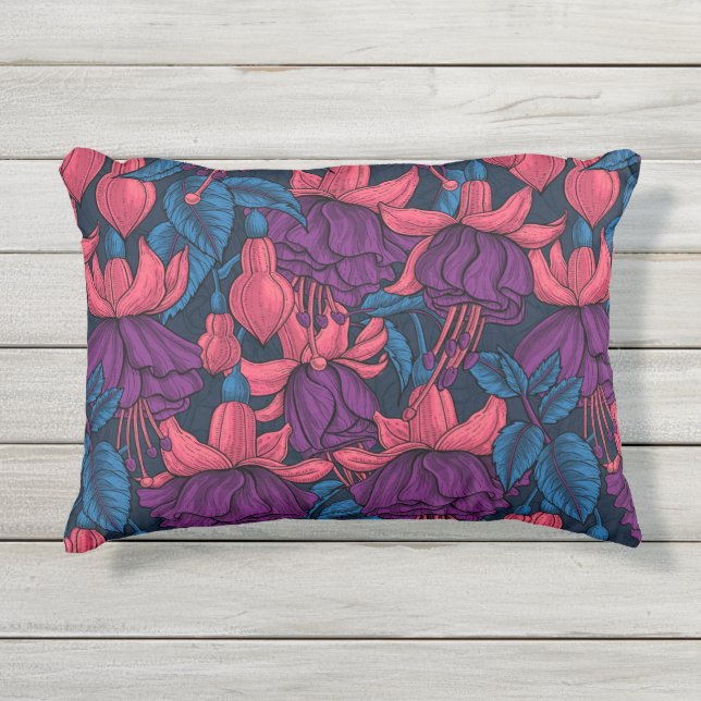 Coussin D'extérieur Fuchsia en bleu et violet (Devant)