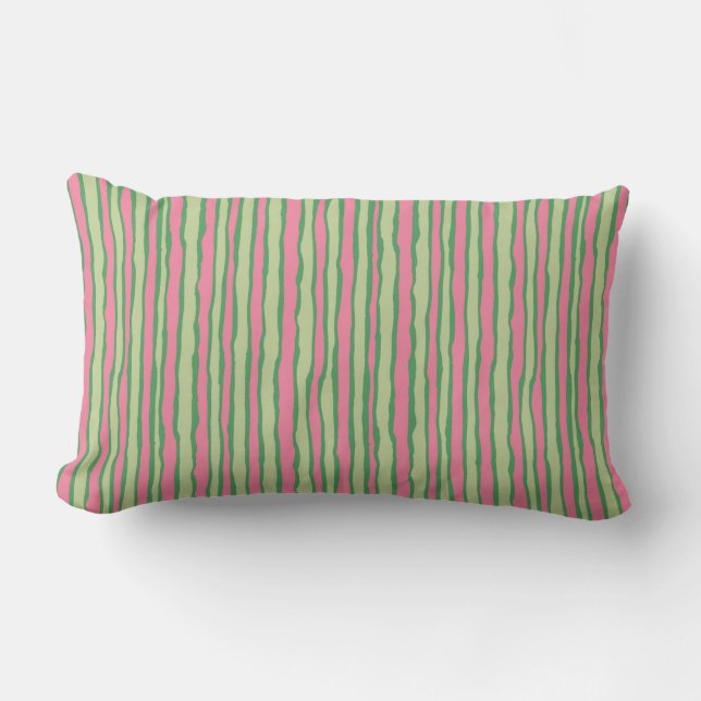 Coussin D'extérieur Fun Pink Green Watermelon Vertical Stripes Extérie (Recto)