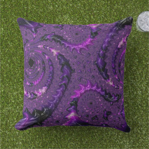 Coussin D'extérieur Funky Bold Bohème Violet Abstrait Fractal Numériqu