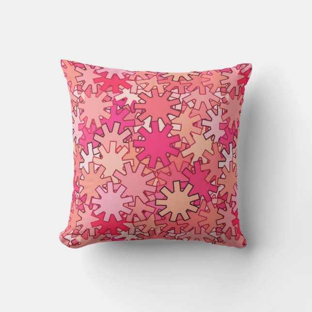Coussin D'extérieur Géométrie moderne, Coral rose et Pêche (Recto)