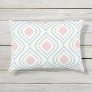 Coussin D'extérieur géométrique Abstraite, bleue, rose et blanc cassé