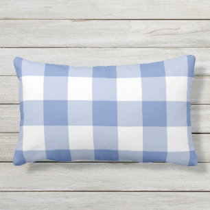 Coussin D'extérieur Gingham à carreaux bleu barbeau