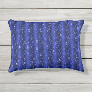 Coussin D'extérieur gouttes de pluie sur le métal bleu