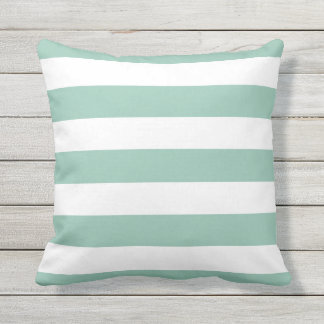 Coussin D'extérieur Grandes vertes et blanches à la menthe moderne