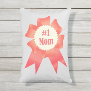 Coussin D'extérieur Gratitude Numéro Une maman lauréat du prix ruban