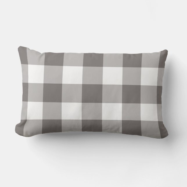 Coussin D'extérieur Grey En vichy Motif À damiers (Recto)