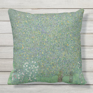 Coussin D'extérieur Gustav Klimt Rosebushes Under the Trees GalleryHD