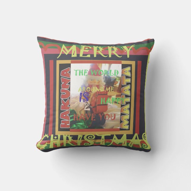 Coussin D'extérieur Hakuna Matata Cute Joyeux monde de Noël autour de  (Recto)