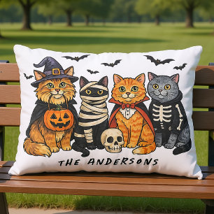 Coussin D'extérieur Halloween Éffrayant Chats Personnalisé Monogramme 