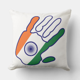 Coussin D'extérieur holiES - Inde Drapeau main + votre couleur de fond