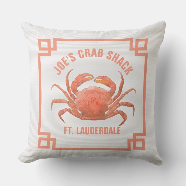 Coussin D'extérieur Illustration des aquarelles de crabe orange (Recto)
