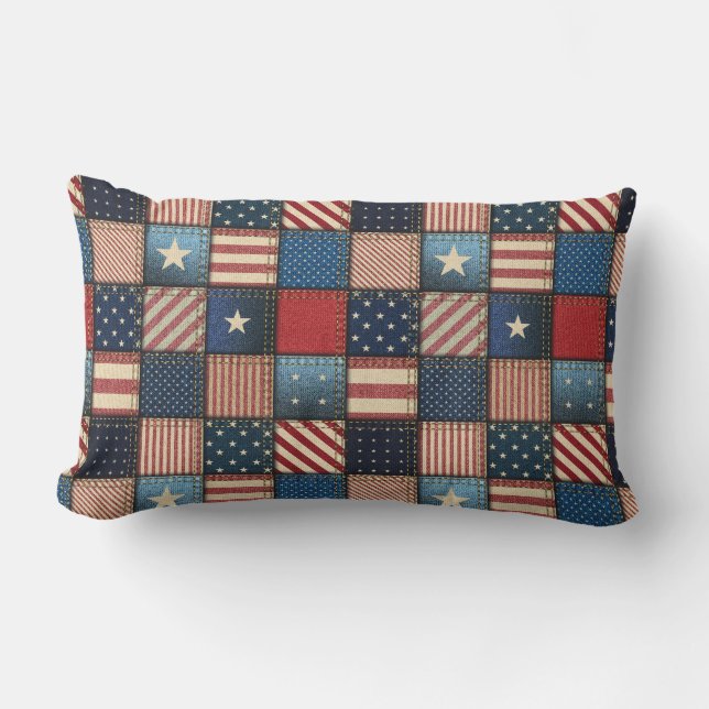 Coussin D'extérieur Image Americana Patchwork (Recto)