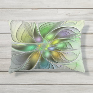 Coussin D'extérieur Imaginaire coloré Fleur moderne Abstrait Fractal