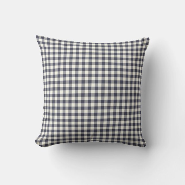 Coussin D'extérieur Indigo/coussins extérieurs de motif de guingan (Recto)