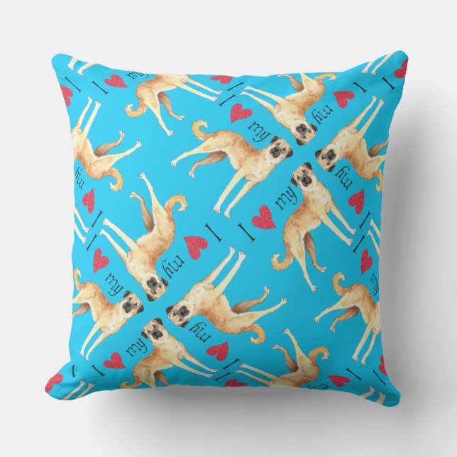 Coussin D'extérieur J'aime mon chien berger anatolien (Recto)