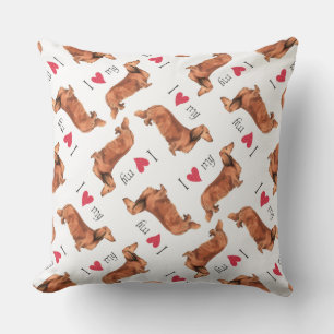 Coussin D'extérieur J'aime mon Dachshund aux cheveux longs
