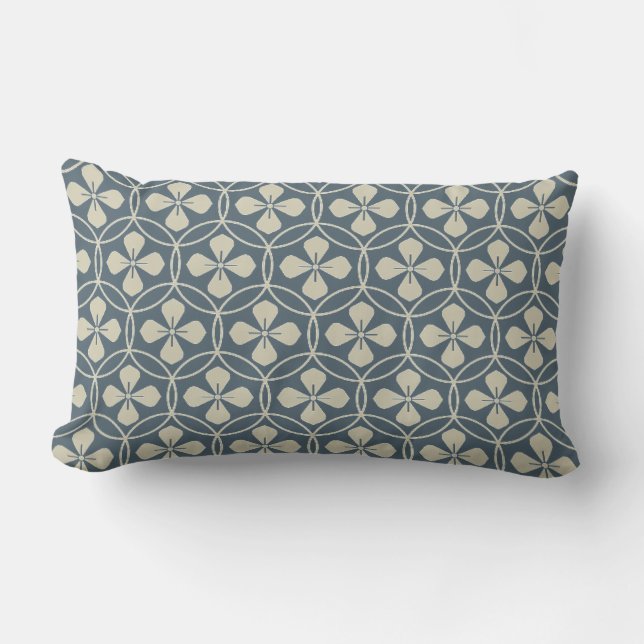 Coussin D'extérieur  Japon. Fleurs florales bleues. (Recto)