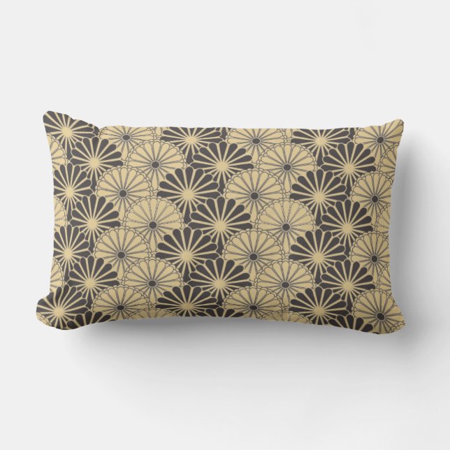 Coussin D'extérieur  Japon. Fleurs florales jaunes. (Recto)