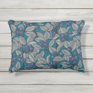 Coussin D'extérieur Jardin aux bleuets, bleu et gris