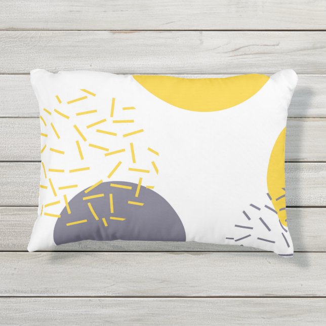 Coussin D'extérieur Jaune, cool, moderne, géométrique tendance (Dos)