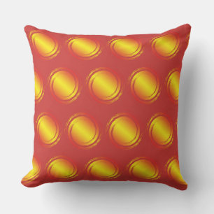 Coussin D'extérieur Jaune orange et rouge Pois Cercle soleil été
