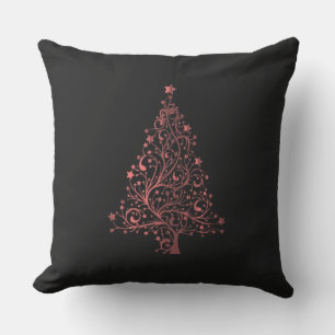 Coussin D'extérieur Joyeux sapin de Noël Black Metallic Rouge Look